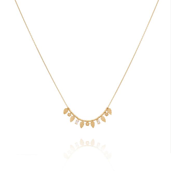 Colar prata Flor Folha