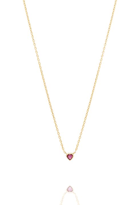 Colar Ouro Coração Rubi