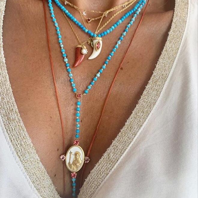 Colar Terço Santa Rita Esmaltada