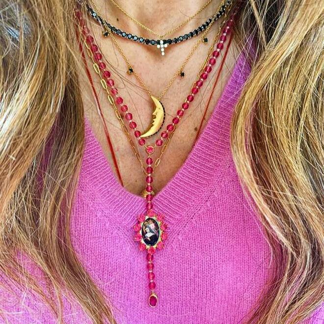 Colar Terço Pedras Naturais Sta.Rita