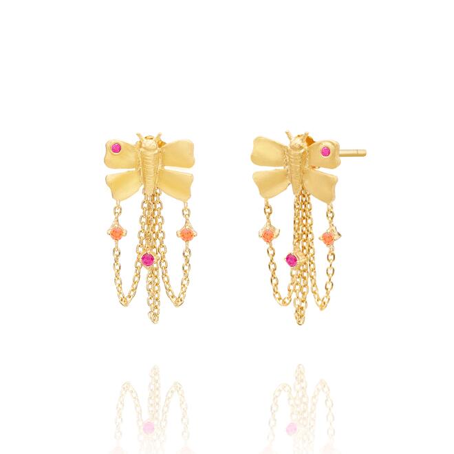 Brincos Borboleta Malha c/ Pontos de Luz