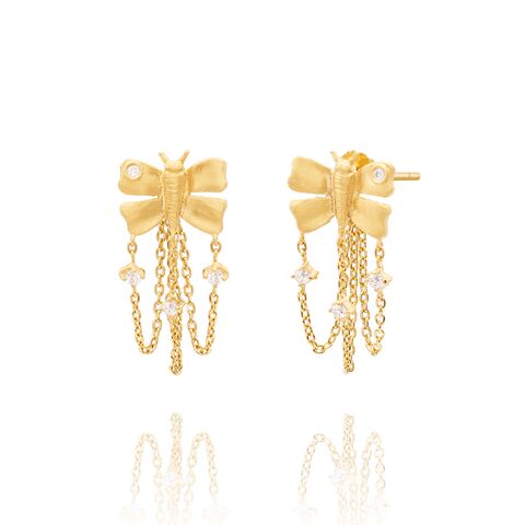 Brincos Borboleta Malha c/ Pontos de Luz